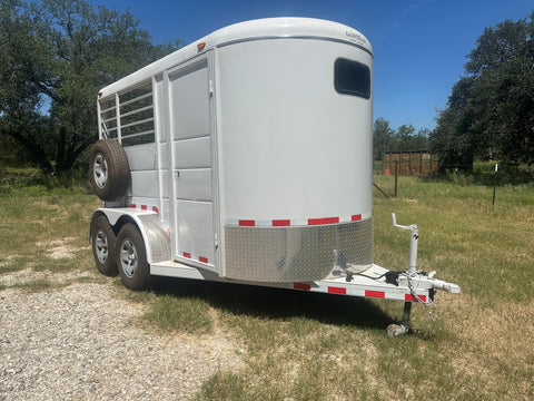 USED 2022 Calico 6x12 White 2 Horse Slant Bumper Trailer- 0566 Calico