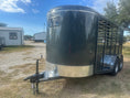 Load image into Gallery viewer, Calico 6'x16'x6'6"Livestock Bumper Pull Trailer-- Dark Slate Gray- 0175
