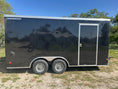 Load image into Gallery viewer, Wells Cargo 102"x16'x7' Tandem Cargo- BLACK - 8606 Wells Cargo