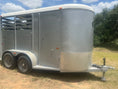 Load image into Gallery viewer, USED 2015 CM 6x14 Silver 2 Horse Slant Bumper Trailer- 4479