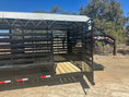 Load image into Gallery viewer, Delco 6'8"x24'x6'6" Gooseneck Livestock Bartop with Tarp - BLACK - 4511 - J4 Trailer