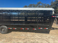 Load image into Gallery viewer, Delco 6'8"x24'x6'6" Gooseneck Livestock Bartop with Tarp - BLACK - 4511 - J4 Trailer