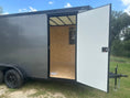 Load image into Gallery viewer, Wells Cargo 7'x16'x7' w/ Translucent Roof- RFV716T2- Charcoal Gray-5477 - J4 Trailer