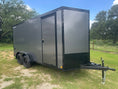 Load image into Gallery viewer, Wells Cargo 7'x16'x7' w/ Translucent Roof- RFV716T2- Charcoal Gray-5477 - J4 Trailer