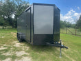 Load image into Gallery viewer, Wells Cargo 7'x16'x7' w/ Translucent Roof- RFV716T2- Charcoal Gray-5477 - J4 Trailer