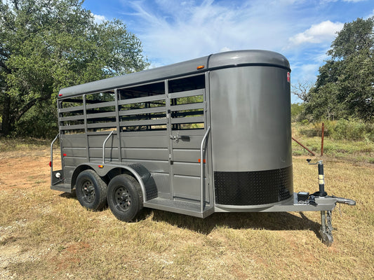 WW 5'x14'x6'2" Bumper Pull All Around Livestock- OK GRAY - 9049
