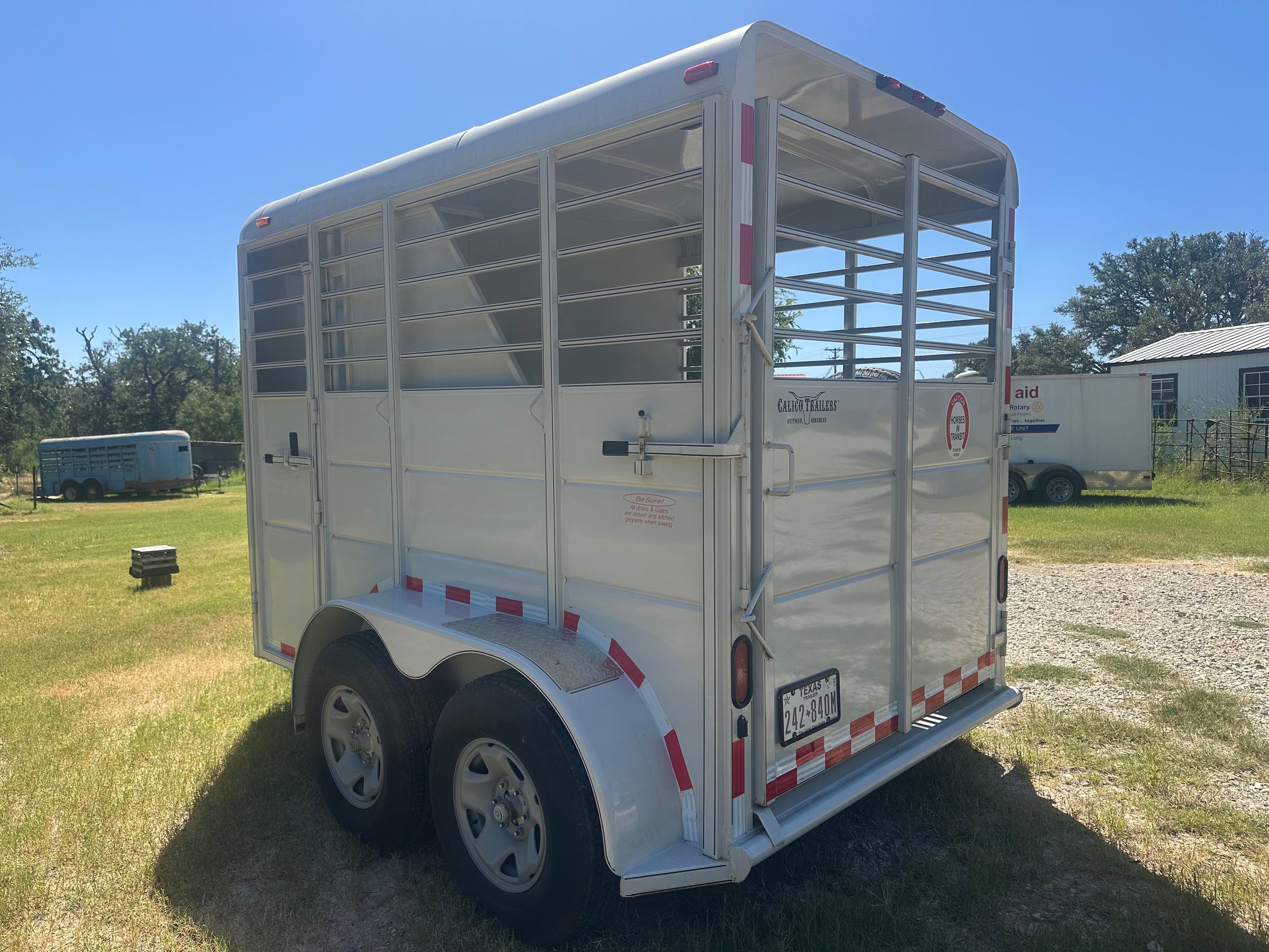 USED 2022 Calico 6x12 White 2 Horse Slant Bumper Trailer- 0566
