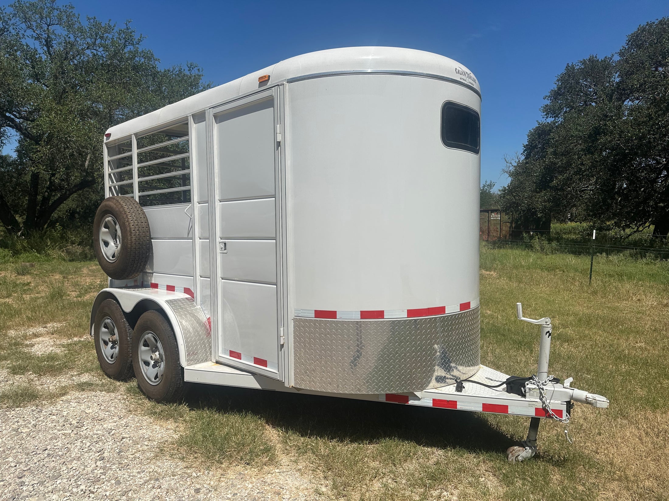 USED 2022 Calico 6x12 White 2 Horse Slant Bumper Trailer- 0566
