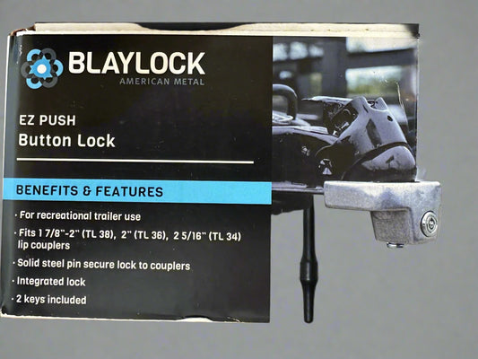 Blaylock EZ Lock Trailer Coupler Lock for 2-5/16" Lipped Couplers - Aluminum - Push Button