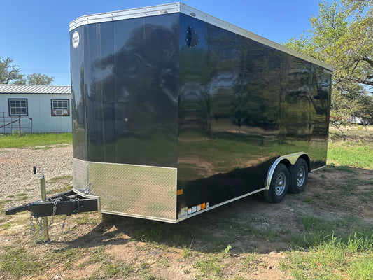 Wells Cargo 102"x16'x7' Tandem Cargo- BLACK - 8606