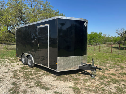 Wells Cargo 102"x16'x7' Tandem Cargo- BLACK - 8606