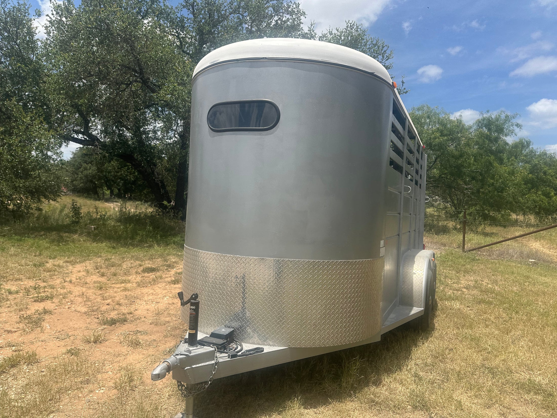 USED 2015 CM 6x14 Silver 2 Horse Slant Bumper Trailer- 4479