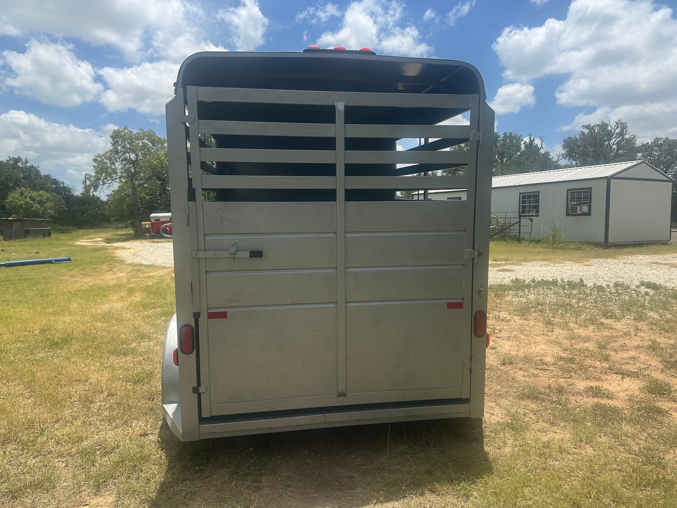USED 2015 CM 6x14 Silver 2 Horse Slant Bumper Trailer- 4479