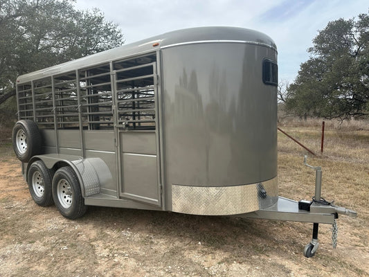 Calico 6'x16'x6'6" Livestock Bumper Pull Tandem Trailer - BEIGE - 0539 - J4 Trailer