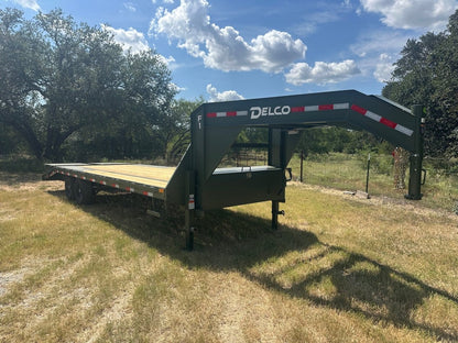Delco 102"x25' Flatbed Single Gooseneck 14k ARMY GREEN - 7743 - J4 Trailer