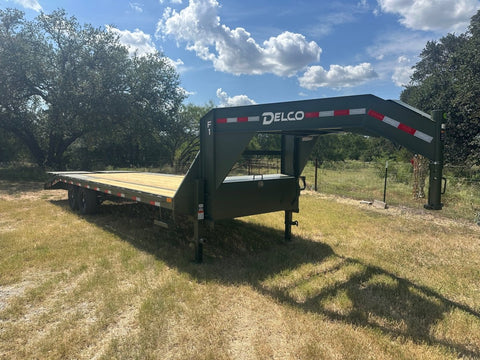 Delco 102"x25' Flatbed Single Gooseneck 14k ARMY GREEN - 7743 - J4 Trailer