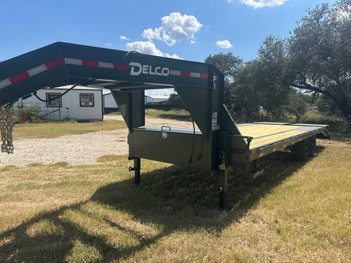 Delco 102"x25' Flatbed Single Gooseneck 14k ARMY GREEN - 7743 - J4 Trailer
