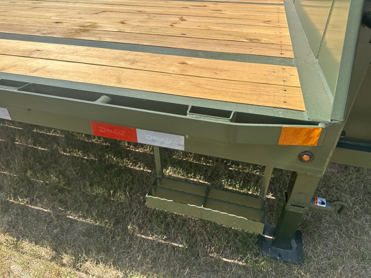Delco 102"x25' Flatbed Single Gooseneck 14k ARMY GREEN - 7743 - J4 Trailer