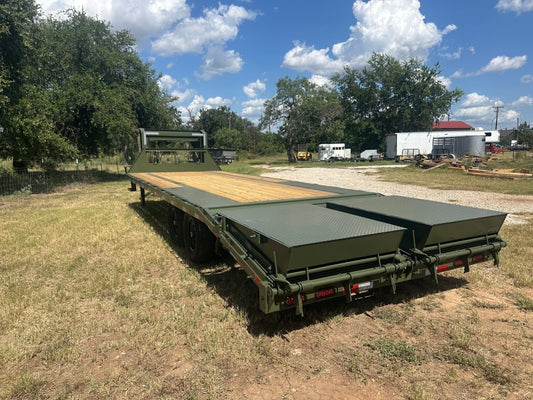 Delco 102"x25' Flatbed Single Gooseneck 14k ARMY GREEN - 7743 - J4 Trailer