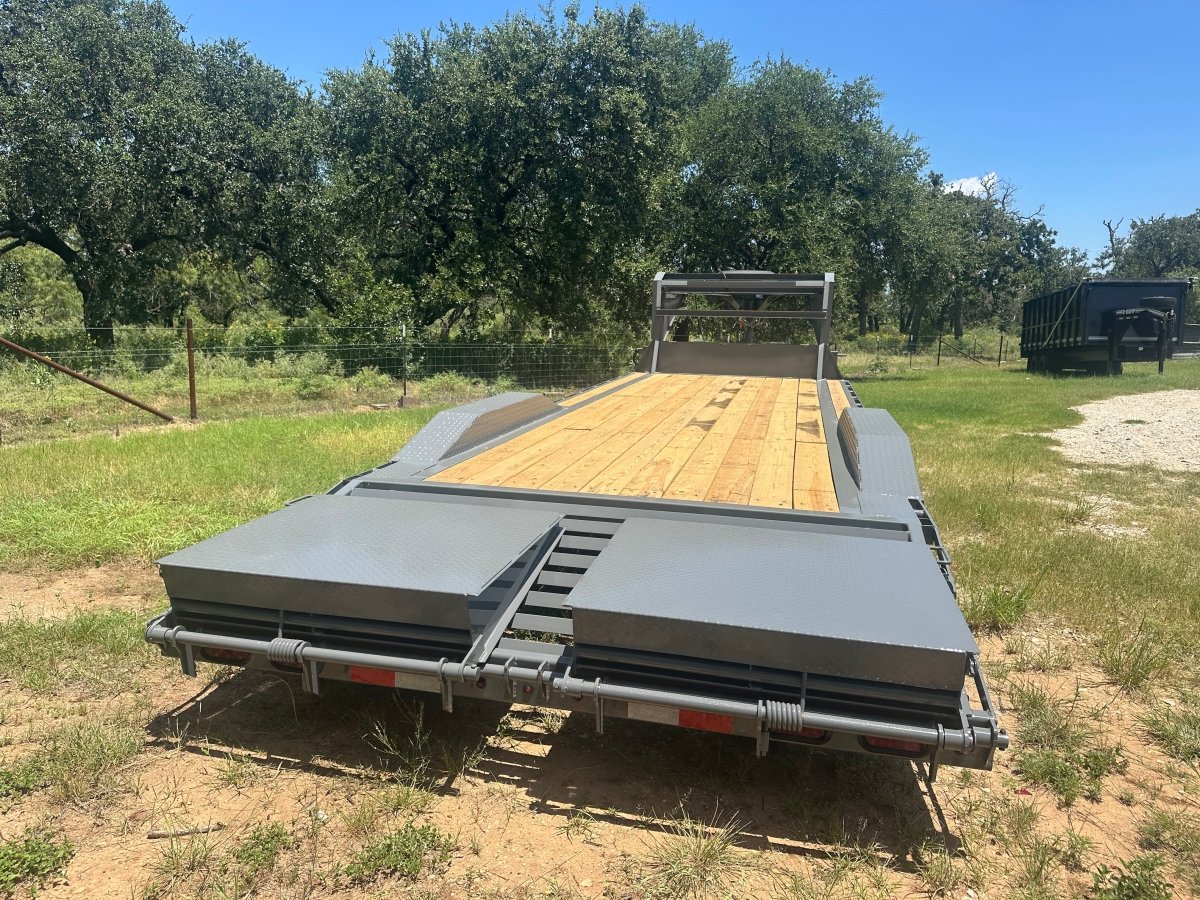 Delco 102"x26' Gooseneck Carhauler 14 K Dove Monster Ramps GRAY - 7542 - J4 Trailer