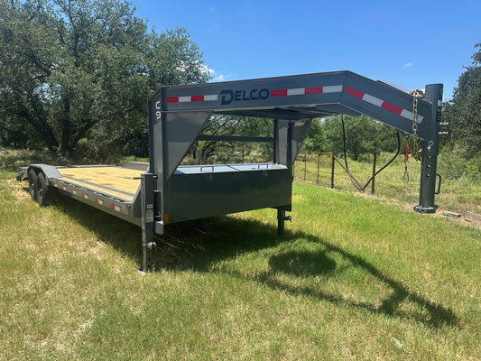 Delco 102"x26' Gooseneck Carhauler 14 K Dove Monster Ramps GRAY - 7542 - J4 Trailer