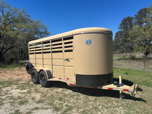 Delco 6'8"x16'x6'6" Livestock Tandem Bumper 12K - TAN - 5103 - J4 Trailer