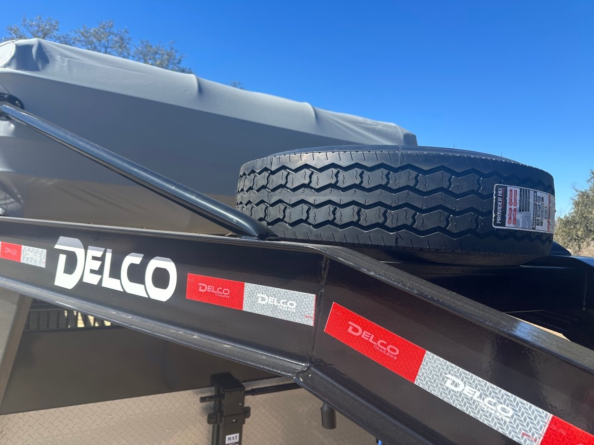 Delco 6'8"x24'x6'6" Gooseneck Livestock Bartop with Tarp - BLACK - 4511 - J4 Trailer