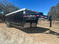 Load image into Gallery viewer, Delco 6'8"x24'x6'6" Gooseneck Livestock Bartop with Tarp - BLACK - 4511 - J4 Trailer
