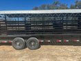 Load image into Gallery viewer, Delco 6'8"x24'x6'6" Gooseneck Livestock Bartop with Tarp - BLACK - 4511 - J4 Trailer
