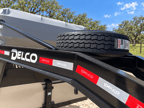 Delco 6'8"x24'x6'6" Gooseneck Livestock Bartop with Tarp- BLACK- 6414 - J4 Trailer