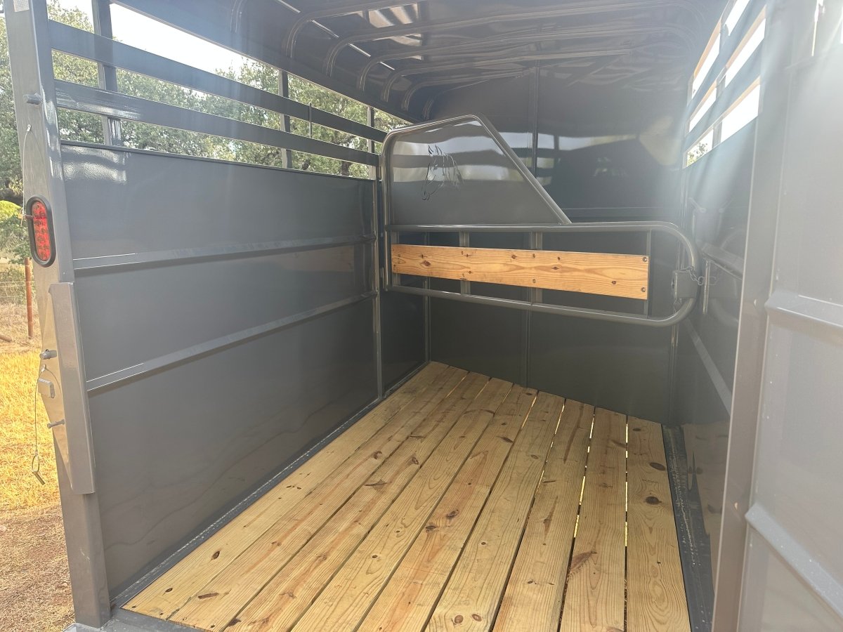 Delco 6'x14'x7' Two Horse Bumper Tandem 7K- FIGHTER JET GRAY - 8147 - J4 Trailer