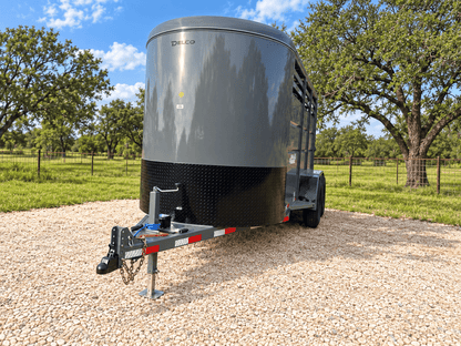 Delco 6'x14'x7' Two Horse Bumper Tandem 7K- FIGHTER JET GRAY - 8147 - J4 Trailer