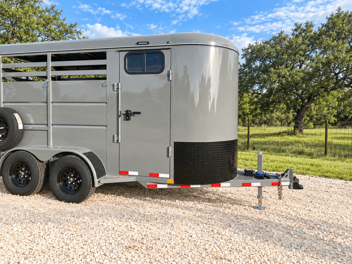 Delco 6'x14'x7' Two Horse Bumper Tandem 7K- FIGHTER JET GRAY - 8147 - J4 Trailer