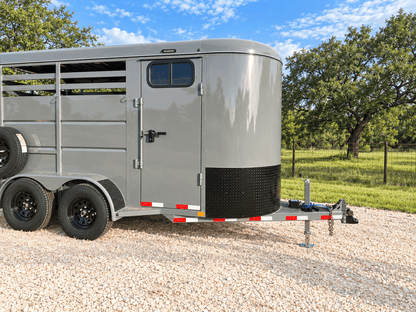 Delco 6'x14'x7' Two Horse Bumper Tandem 7K- FIGHTER JET GRAY - 8147 - J4 Trailer