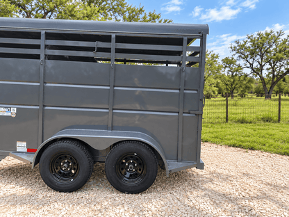Delco 6'x14'x7' Two Horse Bumper Tandem 7K- FIGHTER JET GRAY - 8147 - J4 Trailer