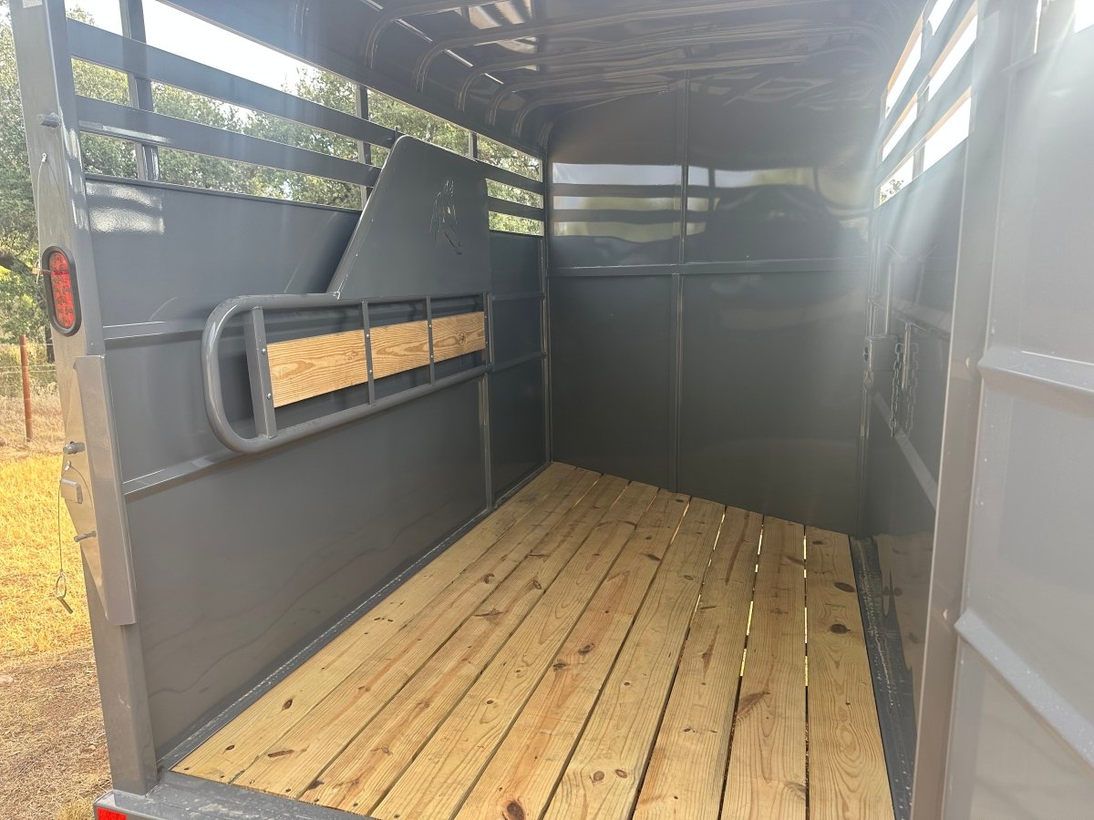 Delco 6'x14'x7' Two Horse Bumper Tandem 7K- FIGHTER JET GRAY - 8147 - J4 Trailer