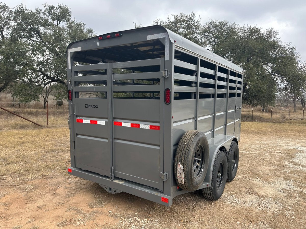 Delco 6'x16'x6'6" Bumper Livestock 6K- ORDER Fighter Jet Gray - 6364 - J4 Trailer