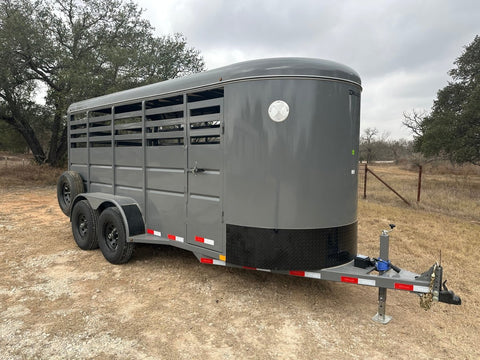 Delco 6'x16'x6'6" Bumper Livestock 6K- ORDER Fighter Jet Gray - 6364 - J4 Trailer