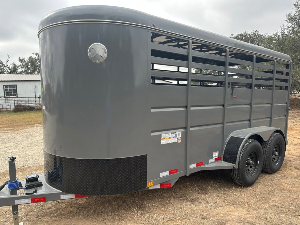 Delco 6'x16'x6'6" Bumper Livestock 6K- ORDER Fighter Jet Gray - 6364 - J4 Trailer