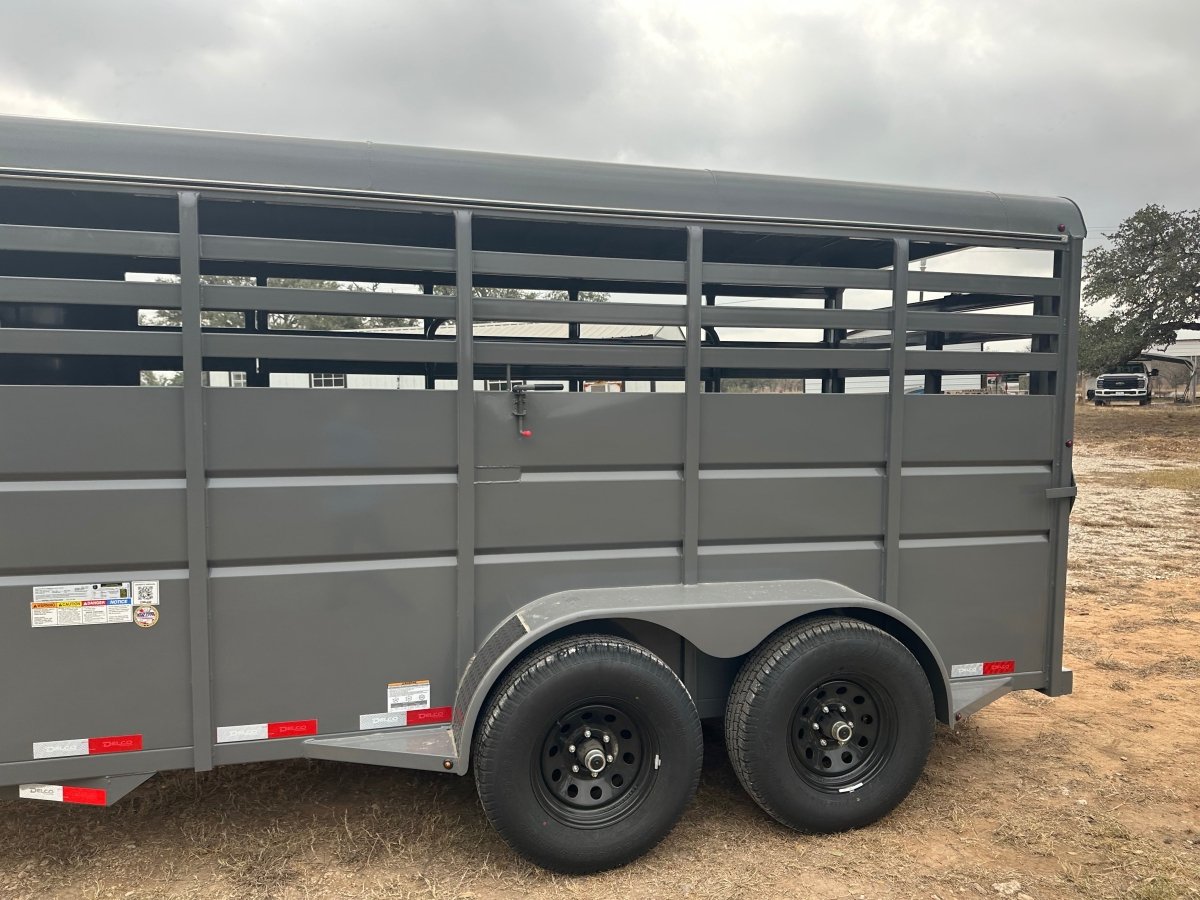 Delco 6'x16'x6'6" Bumper Livestock 6K- ORDER Fighter Jet Gray - 6364 - J4 Trailer