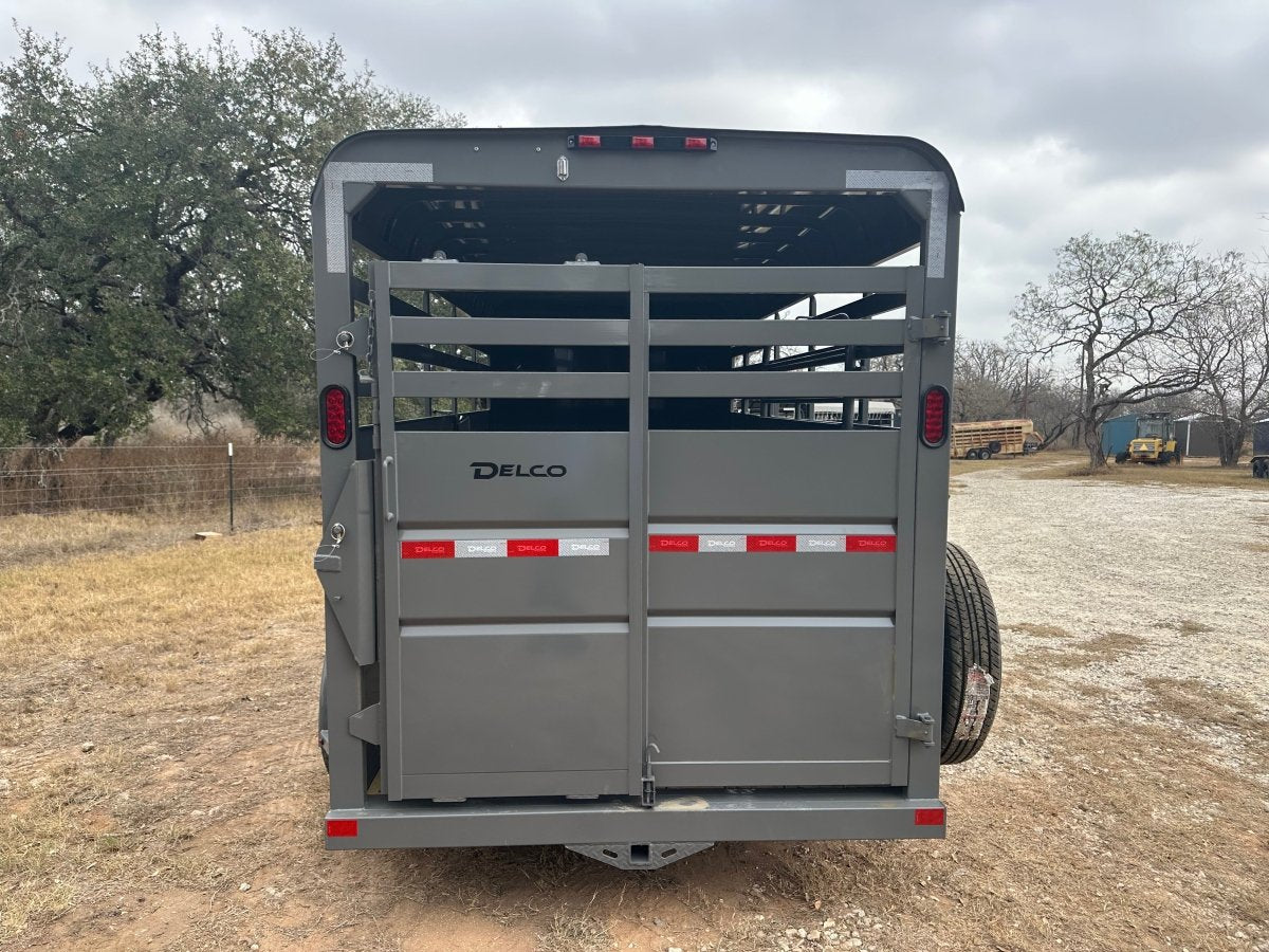 Delco 6'x16'x6'6" Bumper Livestock 6K- ORDER Fighter Jet Gray - 6364 - J4 Trailer