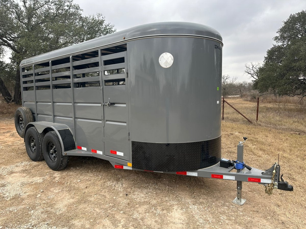 Delco 6'x16'x6'6" Bumper Livestock 6K- ORDER Fighter Jet Gray - 6364 - J4 Trailer