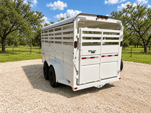 Delco 6'x16'x6'6" Bumper Livestock Tandem 12K- White - 8148 - J4 Trailer