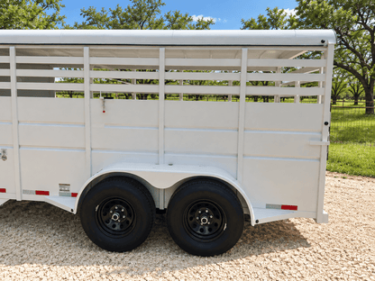 Delco 6'x16'x6'6" Bumper Livestock Tandem 12K- White - 8148 - J4 Trailer