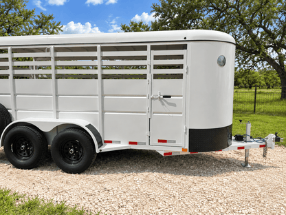 Delco 6'x16'x6'6" Bumper Livestock Tandem 12K- White - 8148 - J4 Trailer