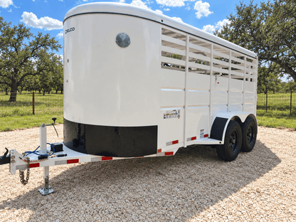 Delco 6'x16'x6'6" Bumper Livestock Tandem 12K- White - 8148 - J4 Trailer