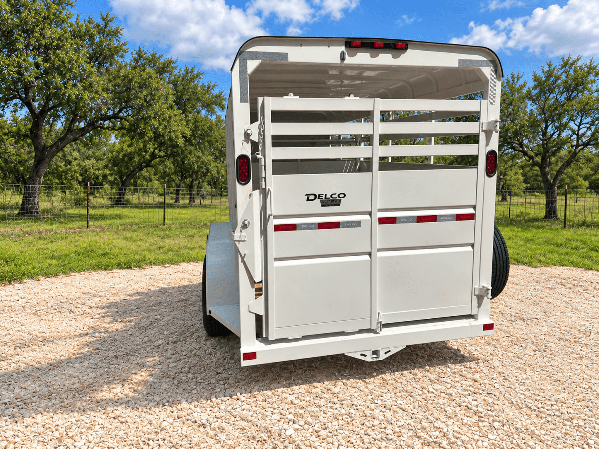 Delco 6'x16'x6'6" Bumper Livestock Tandem 12K- White - 8148 - J4 Trailer