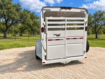 Delco 6'x16'x6'6" Bumper Livestock Tandem 12K- White - 8148 - J4 Trailer