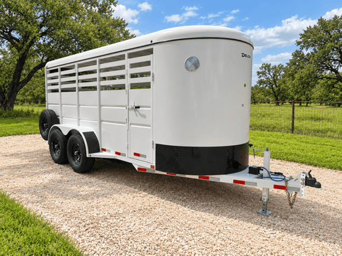 Delco 6'x16'x6'6" Bumper Livestock Tandem 12K- White - 8148 - J4 Trailer