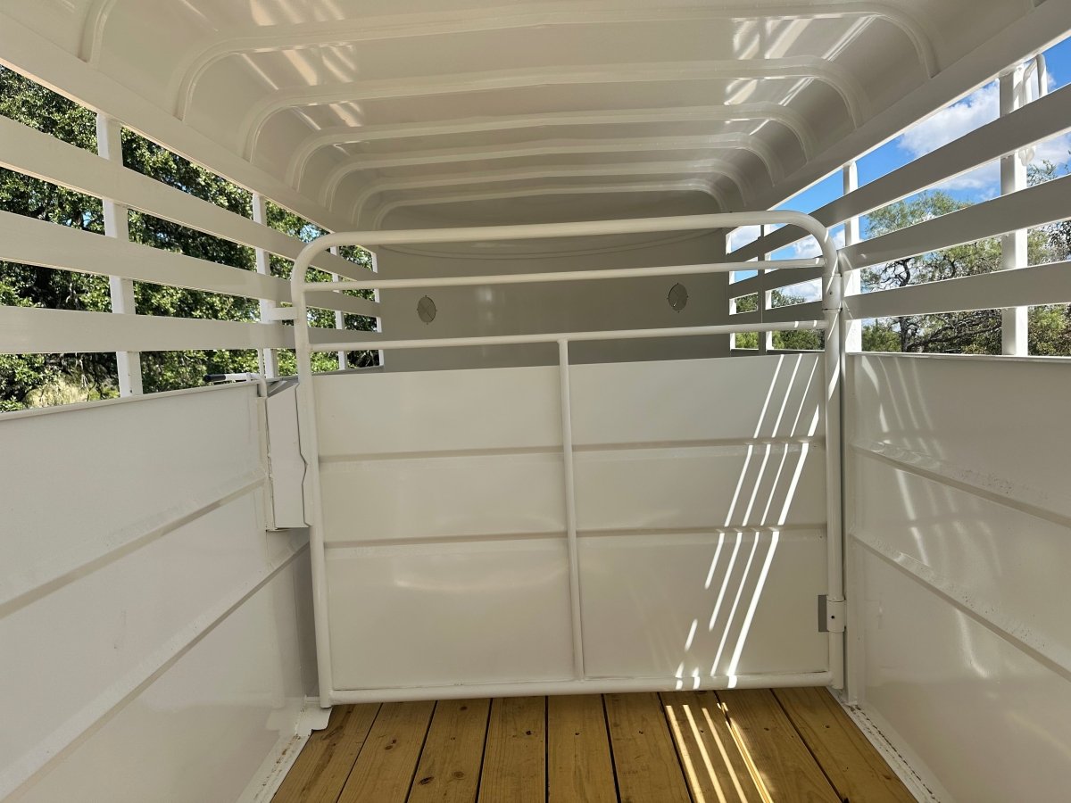 Delco 6'x16'x6'6" Bumper Livestock Tandem 12K- White - 8148 - J4 Trailer